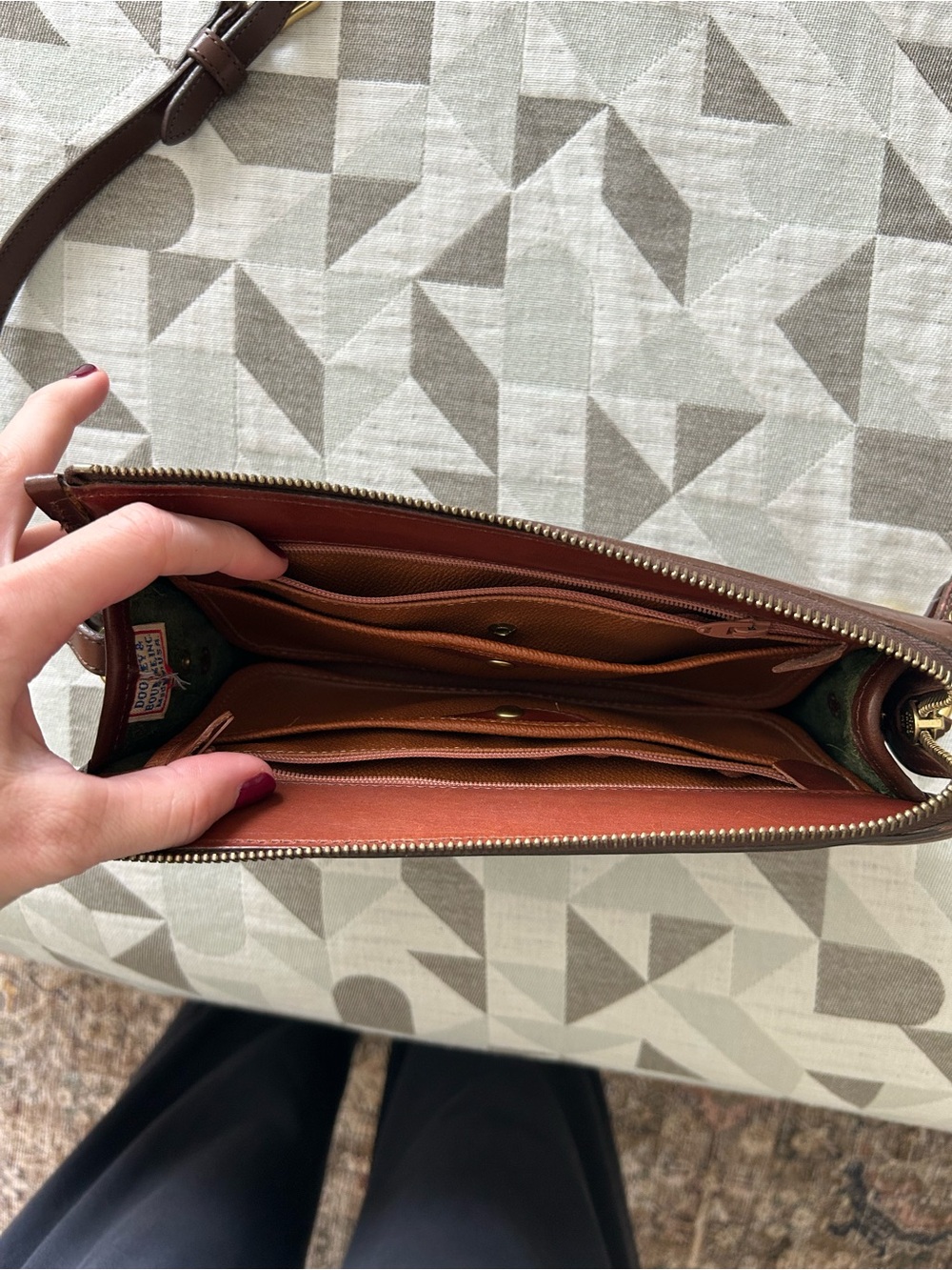 Dooney & Bourke Dark Green and Brown Pebbled Leather Crossbody Bag - Picture 2 of 4